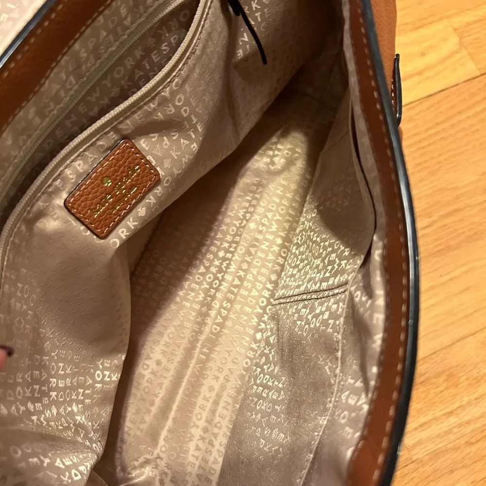 Kate Spade Tan Brown Pebbled Leather Double Handled Satchel- Mint! - Picture 5 of 10